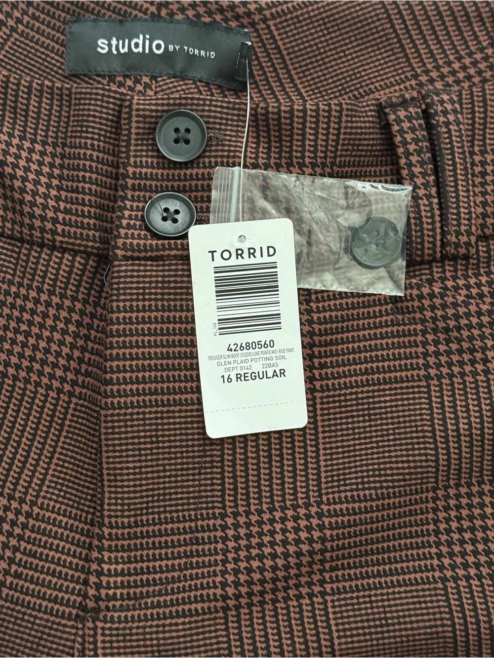 Torrid Studio Plaid Trouser Bootcut Dress Pants Brown Black Size 16R NWT Office - Picture 7 of 10